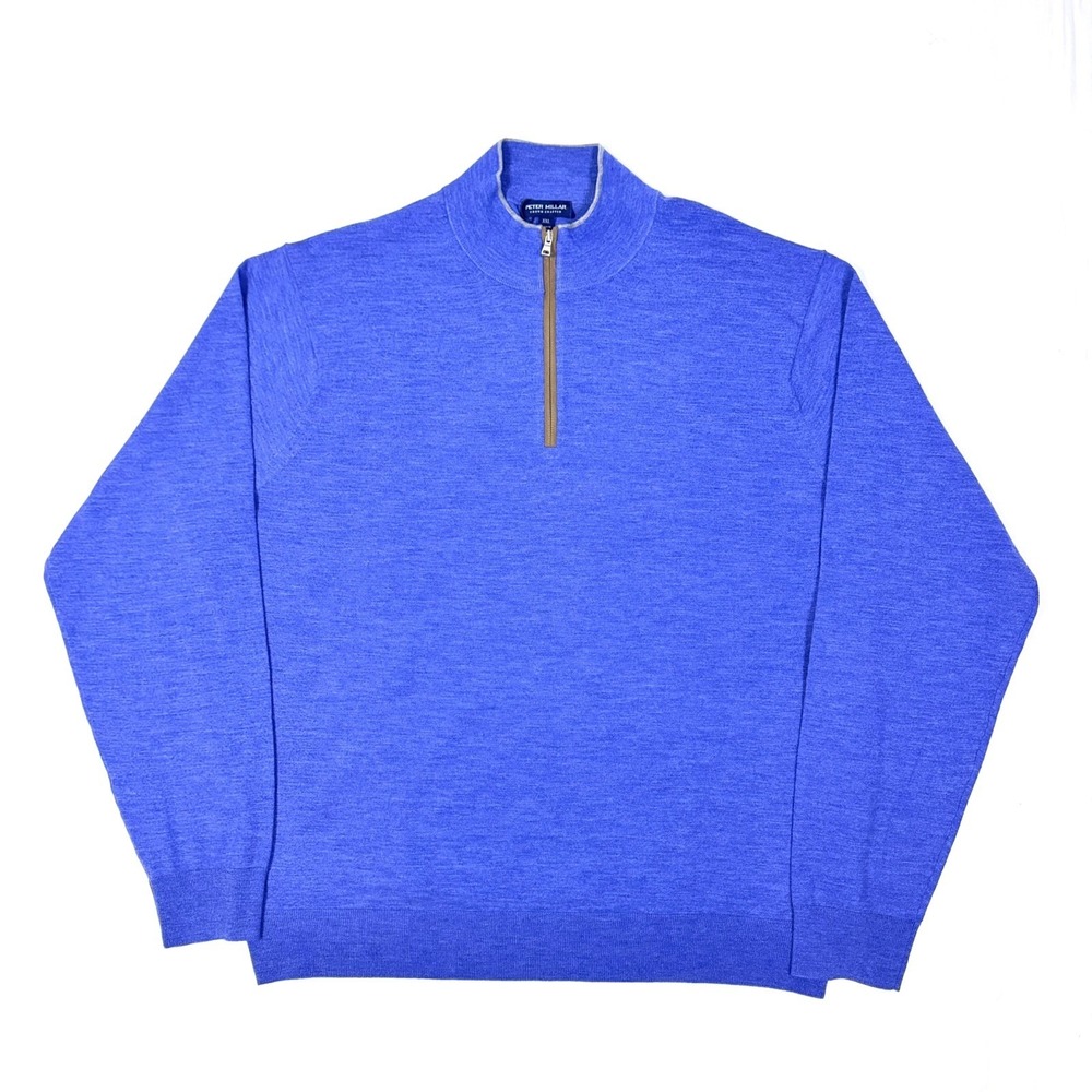 Peter Millar XXL Excursionist Flex 1/4 Zip Merino Wool Sweater Nordic Blue NWT